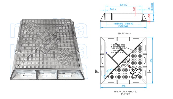 Stainless Steel Heavy Duty Double Triangular Manhole Cover & Frame